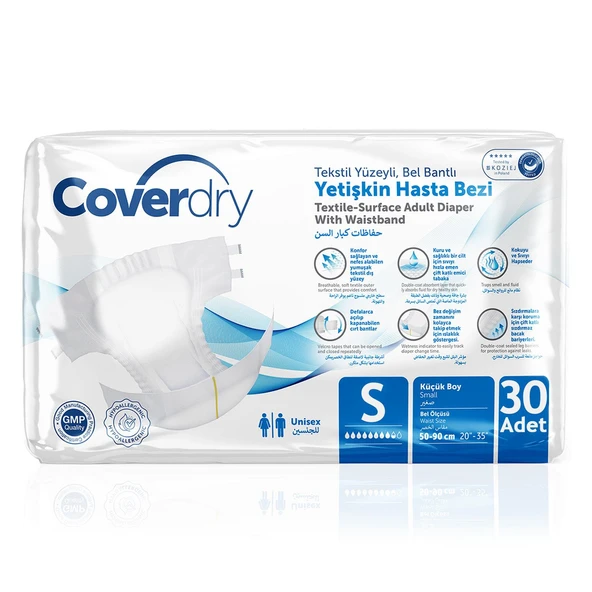 Coverdry Bel Bantlı Hasta Bezi S-Small Beden 30 Adet ürün görseli 1
