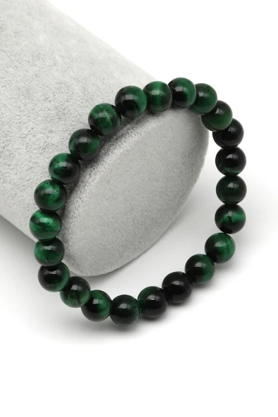 Yeşil Kaplan Gözü Doğal Taş Bileklik 8 mm Küre Kesim - BLK-2249 ürün görseli 1