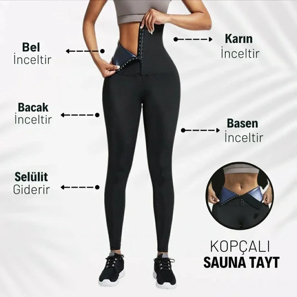 Agraflı Terletici Ekstra Yüksel Bel Termal Sauna Tayt ürün görseli 1