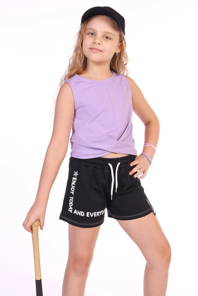Toontoy Kız Çocuk Baskılı Beli Lastikli Basic Şort - Resim 9