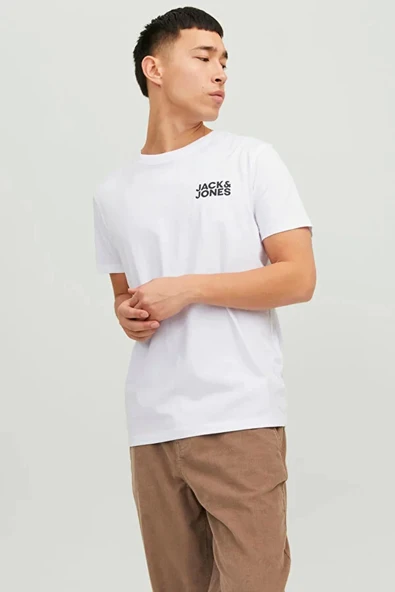 Jack&jones 12151955 0 Yaka Erkek Tshirt - Beyaz ürün görseli 1