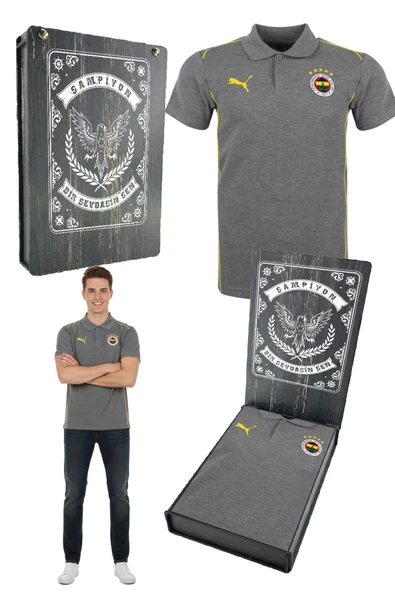Fenerbahçe Orijinal Lisanslı 2024/25 A Takım YETİŞKİN  Polo Yaka Gri T-Shirt Lazer Kutu Hediyeli ürün görseli 1