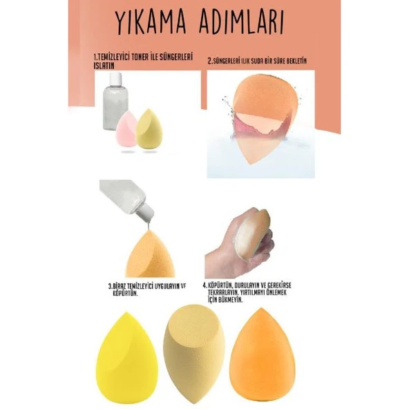 4'lü Kapaklı Armut Makyaj Süngeri Seti - Resim 4