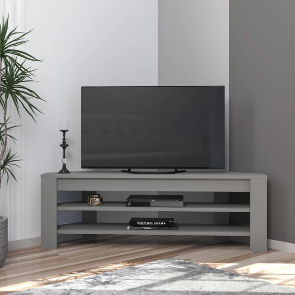 Corner TV Sehpası, 120 cm – Köşe Tasarım  Gri ürün görseli 1