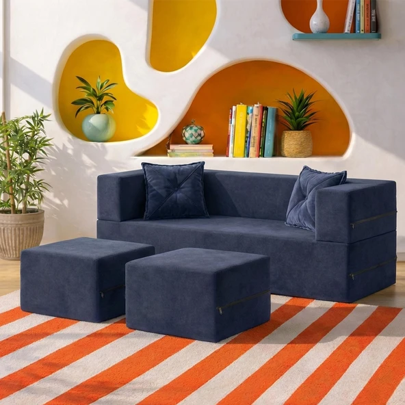 Homedius Loop Katlanır Yatak Olabilen Çok Amaçlı Çift Kişilik Koltuk  İndigo Çift ürün görseli 1