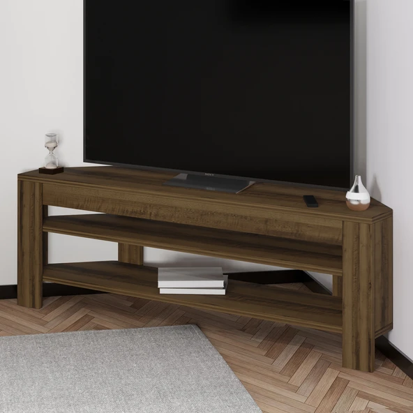 Corner TV Sehpası, 120 cm – Köşe Tasarım  Antik Ceviz ürün görseli 1