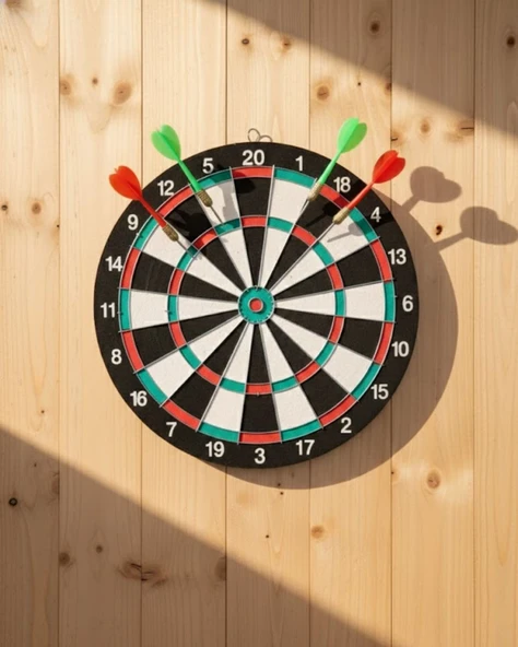 15 İnç Dart Tahtası 4 Metal Uçlu Dart Oku Dayanıklı Ahşap Gövde ürün görseli 1