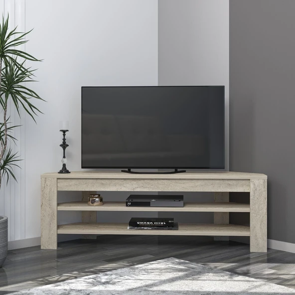 Corner TV Sehpası, 120 cm – Köşe Tasarım  Traverten ürün görseli 1