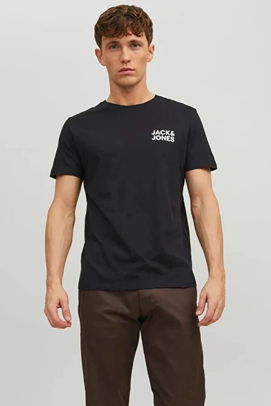 Jack&jones 12151955 0 Yaka Erkek Tshirt - Siyah ürün görseli 1