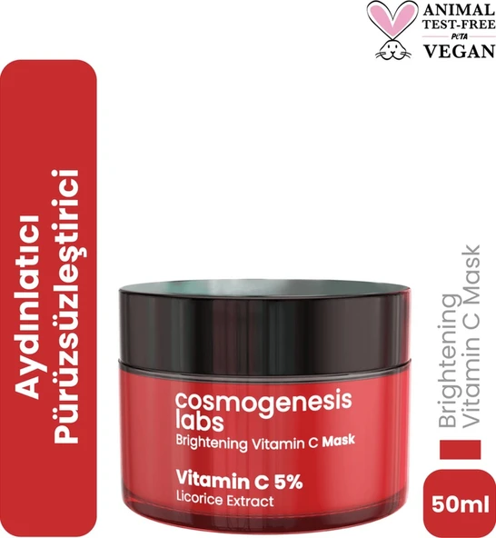 Cosmogenesis Labs %5 Vitamin C Krem Maske 50ml - Durulanan Yüz Maskesi Aydınlatıcı Pürüz Giderici Ton Eşitleyici Vegan ürün görseli 1