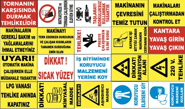 Atölye Fabrika İşyeri PVC İş Güvenliği Uyarı Levhası -20 Adet Paket 14 ürün görseli 1