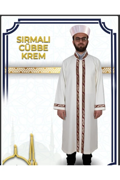 İmam cübbesi sırmalı cübbe krem cübbe imam cüppe imam cübbe ürün görseli 1