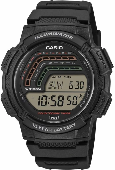 Casio WS-1800-1AVDF Quartz Siyah Silikon Kordon 10 ATM 45 mm Erkek Kol Saati ürün görseli 1
