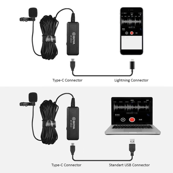 Boya BY-DM10 PC Iphone Telefon Yaka Mikrofonu - Resim 3
