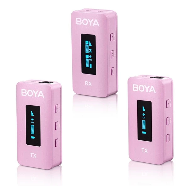Boya BY-XM6-K2P Kablosuz İkili Yaka Mikrofonu (Pembe) ürün görseli 1