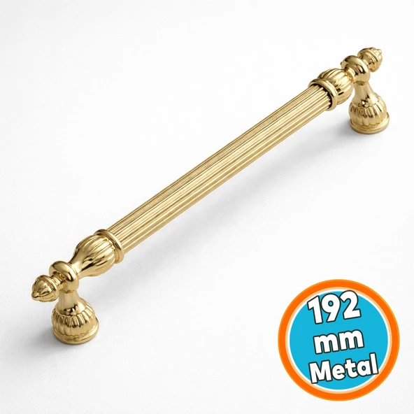 Metal Mobilya Çekmece Kapak Dolap Mutfak Kulbu Kulpları Dolabı Kulpu 192 mm Gold Altın Kulp ürün görseli 1