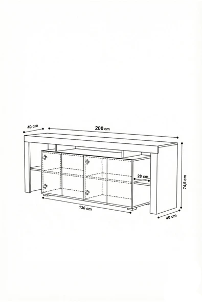 BURC LEDLİ TV ÜNİTESİ 200 CM - Resim 10