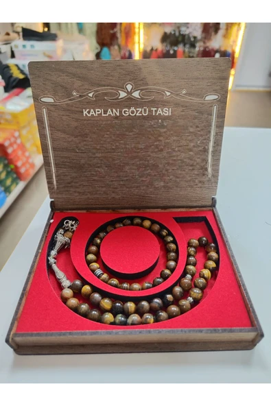 Doğaltaş Kaplan gözü tesbih ve bileklik set ürün görseli 1