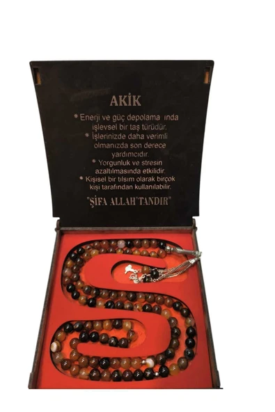 AKİK TAŞI 99 DOĞAL TAŞ TESBİH KUTULU ürün görseli 1