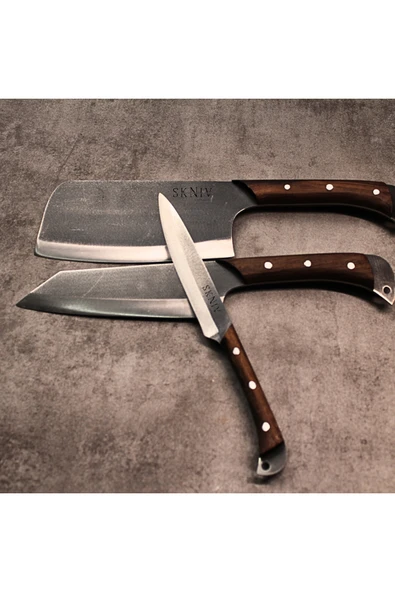 SKNIV Alaz: Kiritsuke Japon Şef Bıçağı, Fileto & Doğrama Bıçağı Ve Satır Seti - Mutfak Şef Bıçak Seti ürün görseli 1