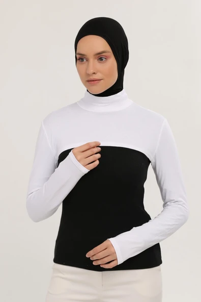 Balıkçı Yakalı Boyunluklu Kolluk Beyaz ürün görseli 1