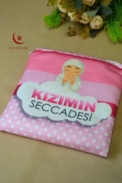 Çantalı Kız Çocuk Seccadesi-Kızımın Seccadesi (Pembe) ürün görseli 1