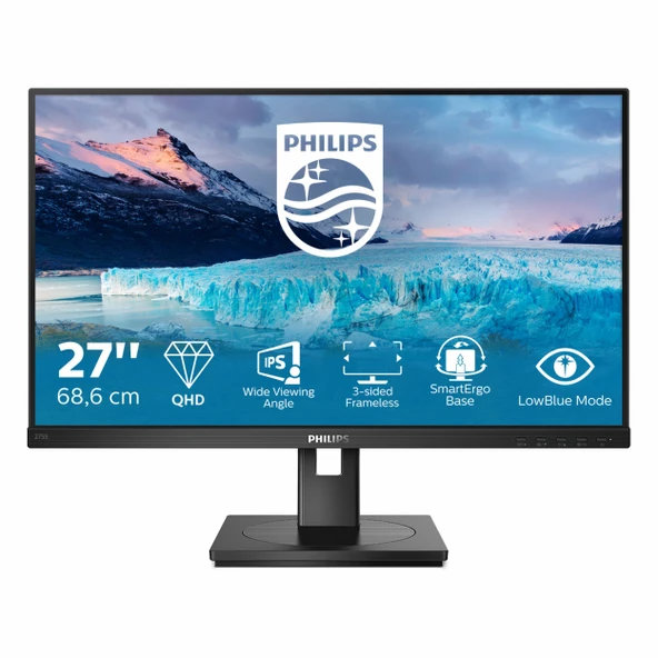 Philips 275S1AE 27" 75Hz 4Ms DVI+HDMI+DP WQHD Adaptive-Sync IPS Pivot Vesa Monitör ürün görseli 1
