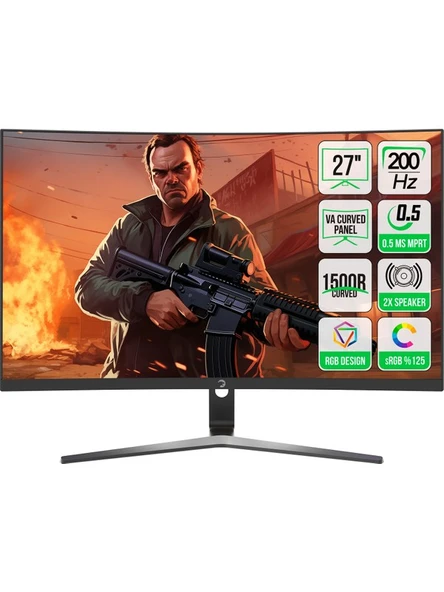GamePower Vivid T50 27'' Curved RGB 200Hz 0.5ms FHD Curved Gaming Monitör ürün görseli 1