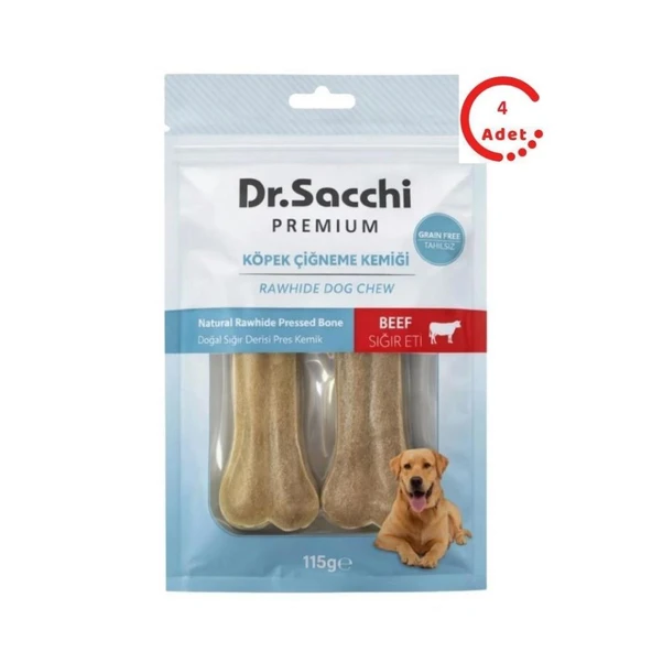 Dr.Sacchi Sığır Derisi Press Kemik Köpek Ödülü 2'li 115 Gr x 4 Adet ürün görseli 1