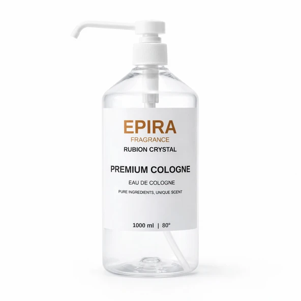 Epira Rubion Crystal 1000 ML (1 Litre) - %5 Yoğun Esans - 80° Derece - Gliserinli Premium Parfümlü Kolonya (Pompalı Şişe) ürün görseli 1