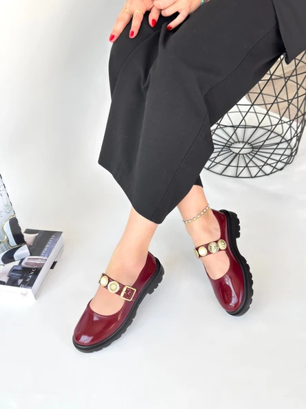 HERŞEYTREND Okira Bordo Rugan Oxford Ayakkabı ürün görseli 1