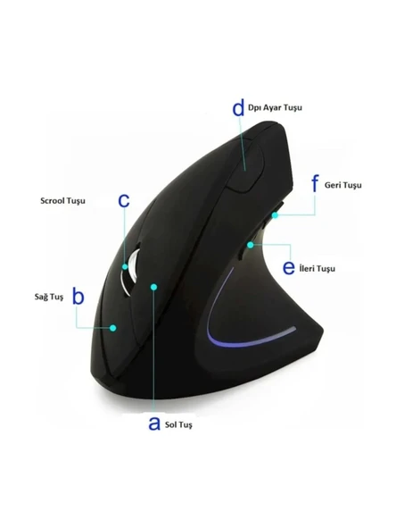 Lekvey Dikey Ergonomik Kablosuz Mouse 1600 DPI USB Optik Mouse - Resim 3