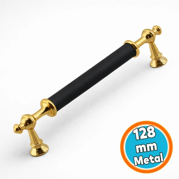 Mobilya Mutfak Çekmece Dolap Dolabı Kulbu Kulpu Kulpları (128 mm - 12.8 cm) Siyah Gold Metal ürün görseli 1