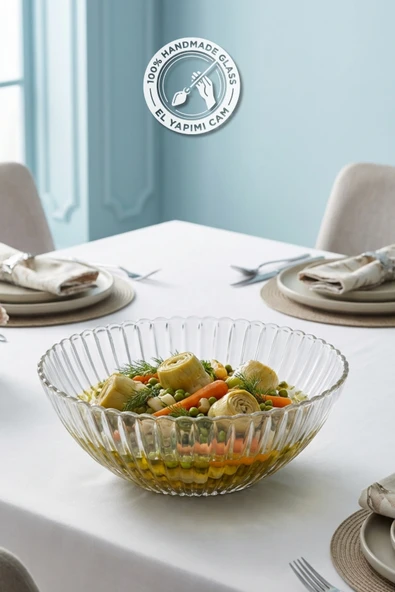 Selen Concept Çuha Model El Yapımı Cam Salata ve Sunum Kasesi ürün görseli 1