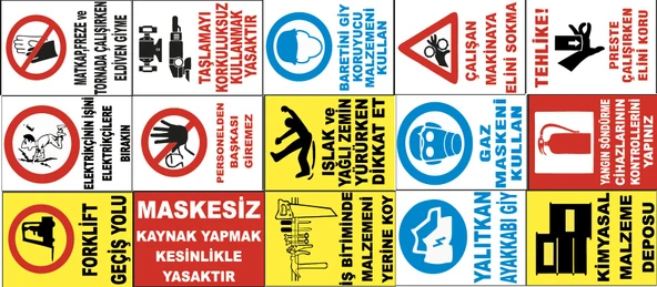 Atölye Fabrika İşyeri PVC İş Güvenliği Uyarı Levhası -15 Adet Paket 18 ürün görseli 1