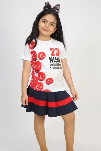 Toontoy Unisex 23 Nisan Baskılı Bisiklet Yaka Kısa Kollu Tişört ürün görseli 1