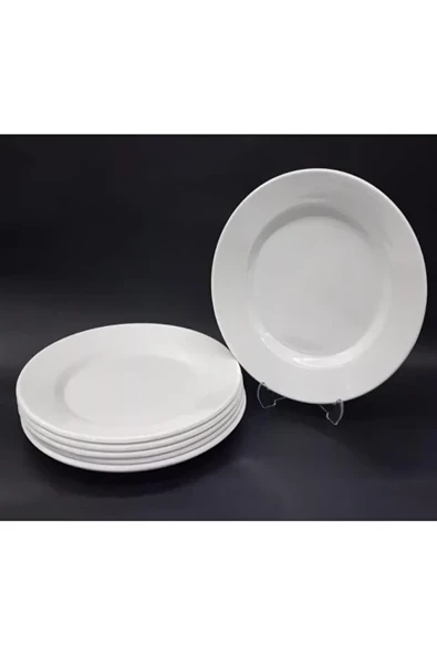 12 Adet Beyaz Melamin Tatlı,pasta Tabağı 19cm Sığ Tabak Günlük Kullanım Için Hesaplı Kase Altı ürün görseli 1