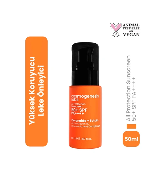 Cosmogenesis Labs Yüz Güneş Kremi 50ml - Su Bazlı SPF 50+ Ultra Koruyucu Leke Karşıtı Nemlendirici Vegan (Tüm Ciltler) ürün görseli 1