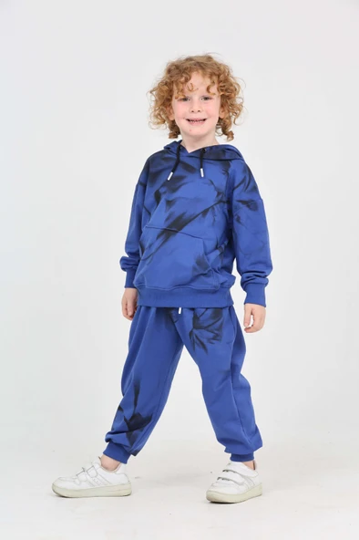 Toontoy Erkek Çocuk 2'li Takım Hype Baskılı Kapüşonlu Cepli Sweatshirt & Beli Paçası Lastikli Cepli Jogger Eşofman Altı - 2 İplik ürün görseli 1