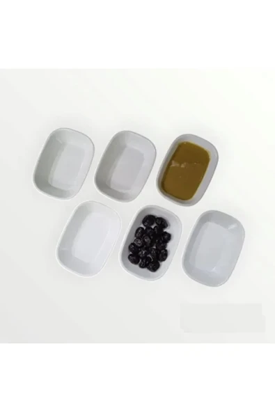 6 Adet Sosluk Kahvaltı Tabağı Beyaz Melamin 12x9cm Çerezlik Lokanta Tabldot Serpme Kahvaltık ürün görseli 1