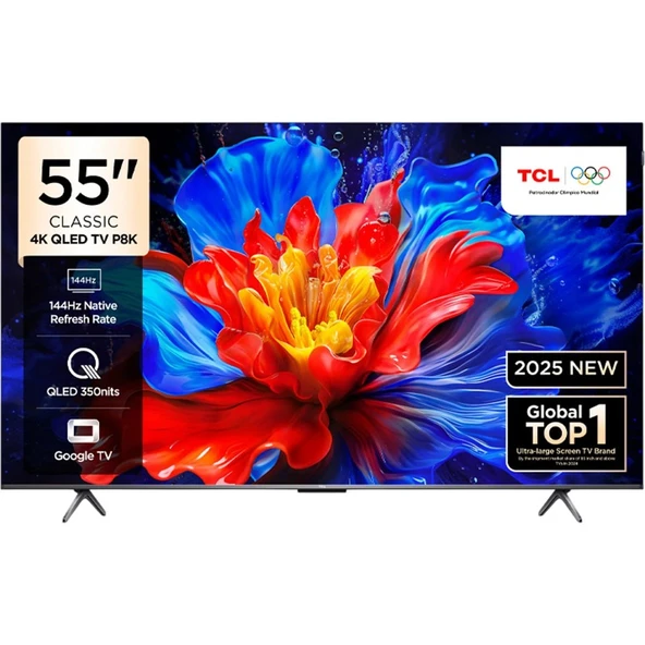 TCL 55P8K 55'' 139 Ekran Uydu Alıcılı 4K Ultra HD QLED Google TV ürün görseli 1