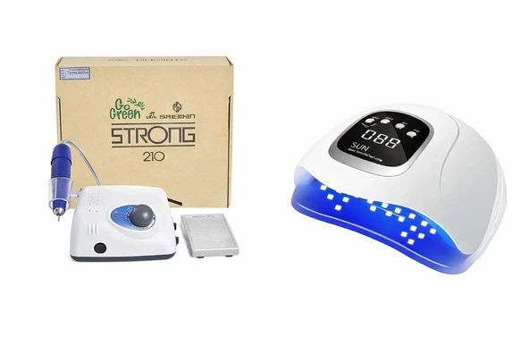 Protez Tırnak Kalıcı Oje Seti (Strong 210 Freze Makinesi + UV LED Kurutucu) ürün görseli 1