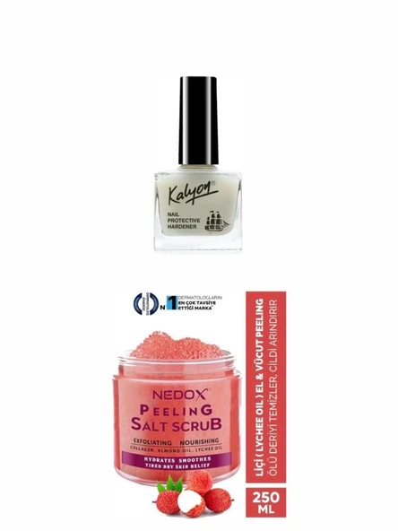 Kalyon Tırnak Güçlendirici+NEDOX Liçi (LYCHEE OİL) Besleyici, Arındırıcı Ve Nemlendirici El & Vücut Peelingi 250 ml ürün görseli 1