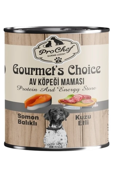 Prochef 12 Adet Gourmet's Choice Av Köpeği Maması | 415 gr Somon Balıklı & Kuzu Etli Konserve Yaş Mama ürün görseli 1