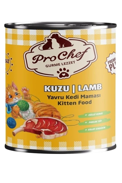 Prochef 12 Adet Premium Plus Yavru Kedi Maması | 415 gr Kuzu Etli Konserve Yaş Mama ürün görseli 1