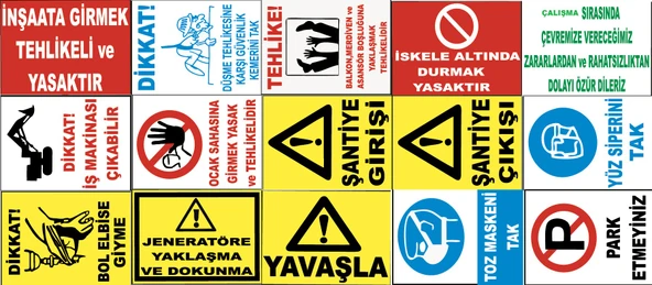 Atölye Fabrika İşyeri PVC İş Güvenliği Uyarı Levhası -15 Adet Paket 19 ürün görseli 1