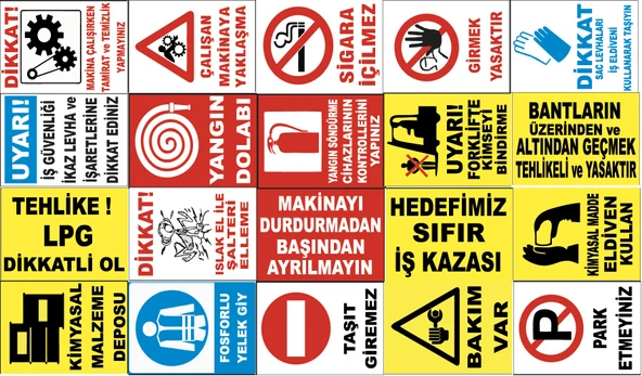 Atölye Fabrika İşyeri PVC İş Güvenliği Uyarı Levhası -20 Adet Paket 20 ürün görseli 1