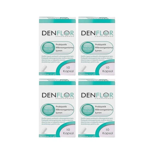 Denflor Probiyotik 10 Kapsül 4'Lü PAKET (SKT:06/2028) ürün görseli 1