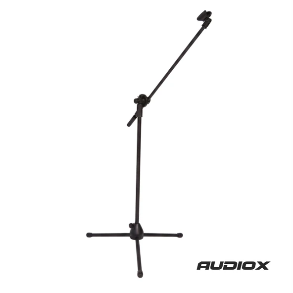 AUDIOX Boom Mikrofon Standı - Tripod Mikrofon Sehpası, Yükseklik Ayarlı, 2 Adet Mikrofon Başlığı (Klip + Tutucu) ürün görseli 1