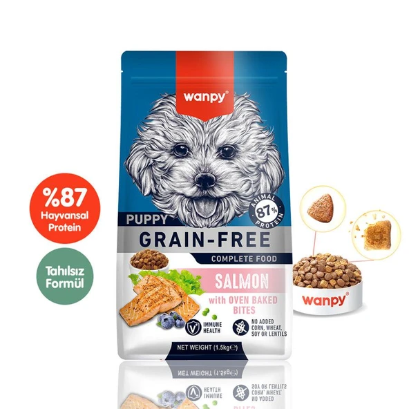 Wanpy Tahılsız Somonlu  Yavru Köpek  Maması 1,5 Kg ürün görseli 1